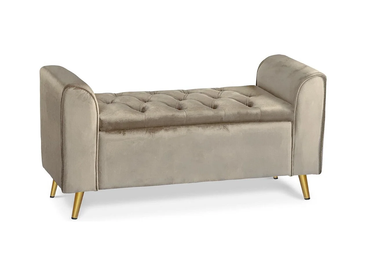 Banc Coffre en Velours "Turner" 114cm Taupe