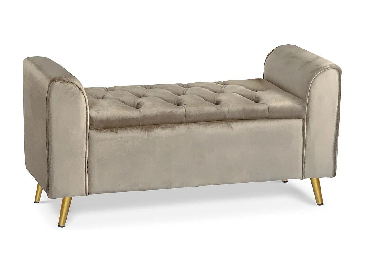 Banc Coffre en Velours "Turner" 114cm Taupe