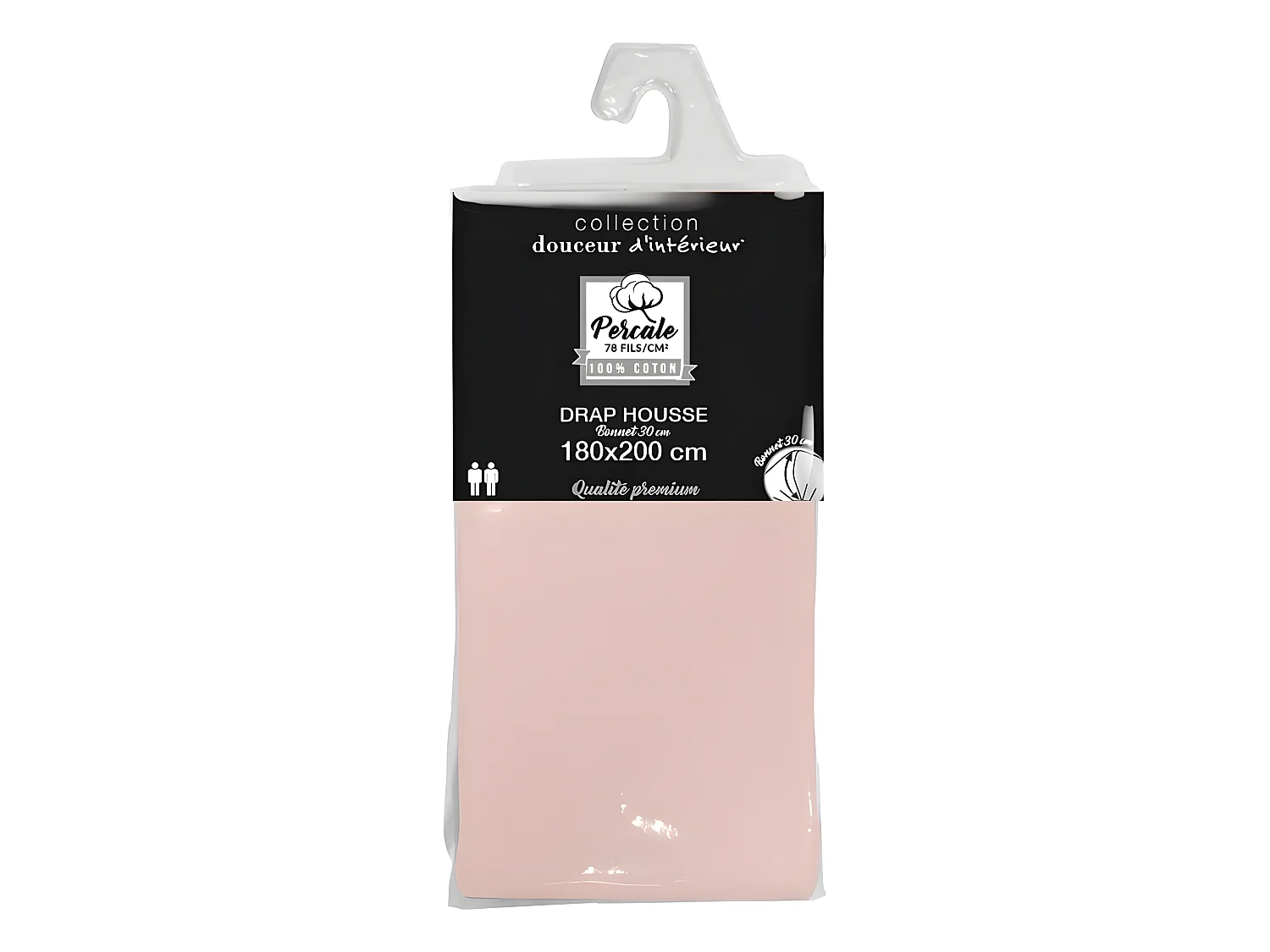 Drap Housse "Percaline" 180x200cm Rose