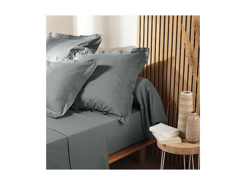 Drap Housse en Coton "Biolina" 180x200cm Gris