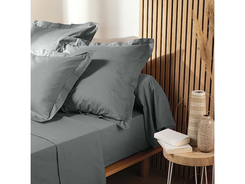 Drap Housse en Coton "Biolina" 180x200cm Gris