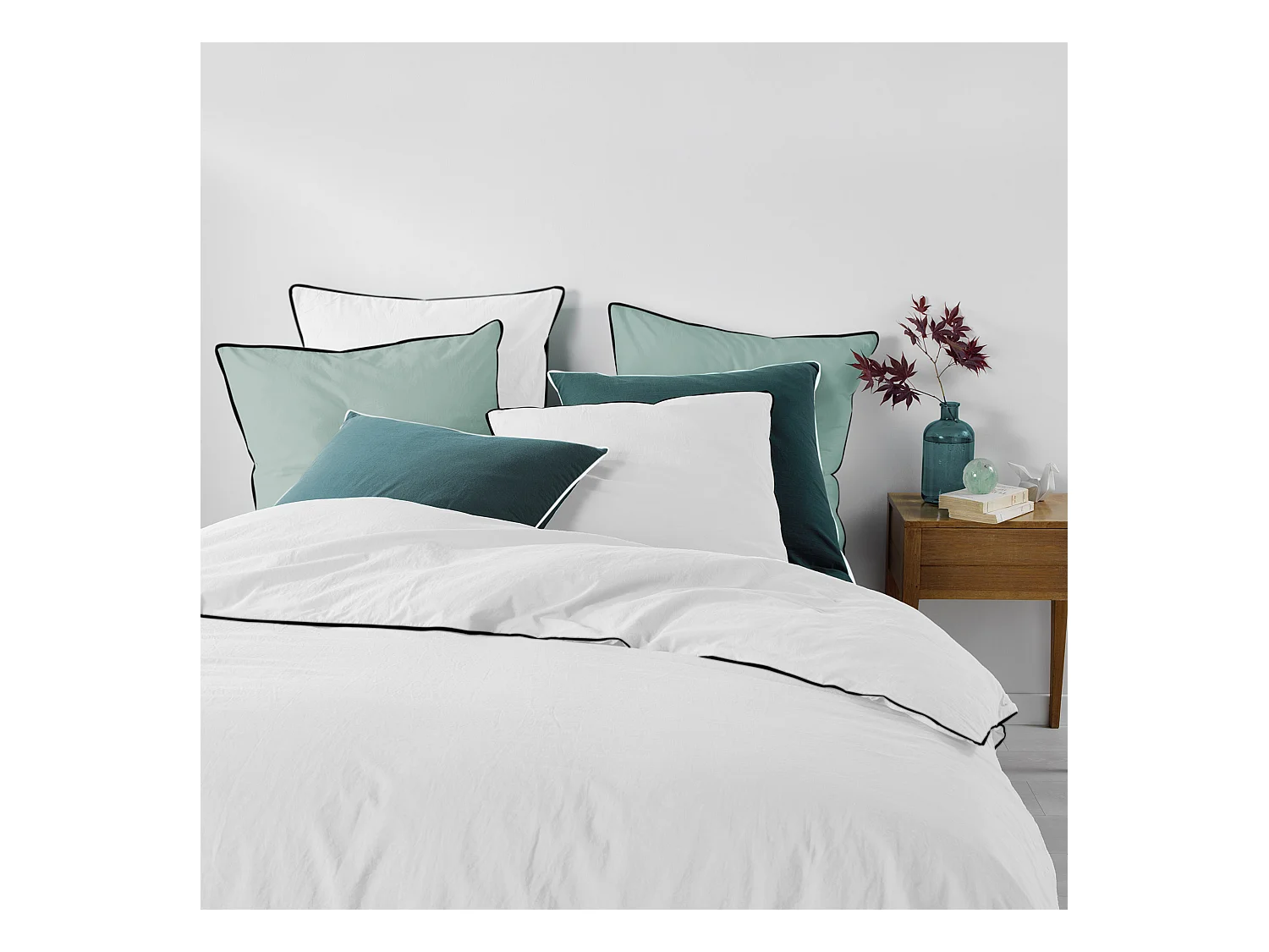 Drap Housse en Coton "Linette" 160x200cm Blanc