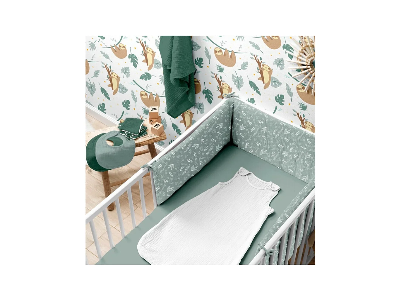 Drap Housse Bébé "Extensible" 60x120cm Vert Céladon