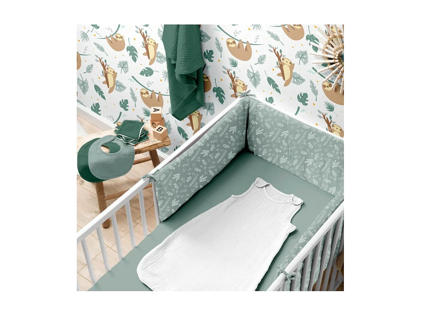 Drap Housse Bébé "Extensible" 60x120cm Vert Céladon