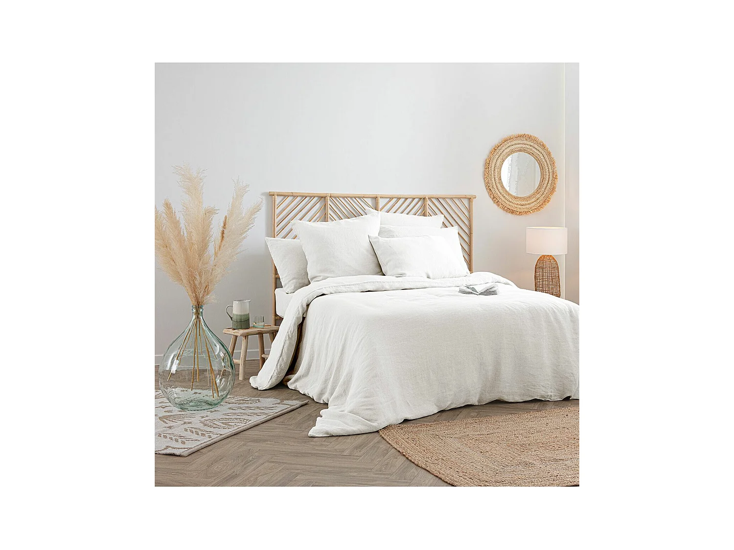 Drap Housse en Lin "Adorable" 140x190cm Blanc