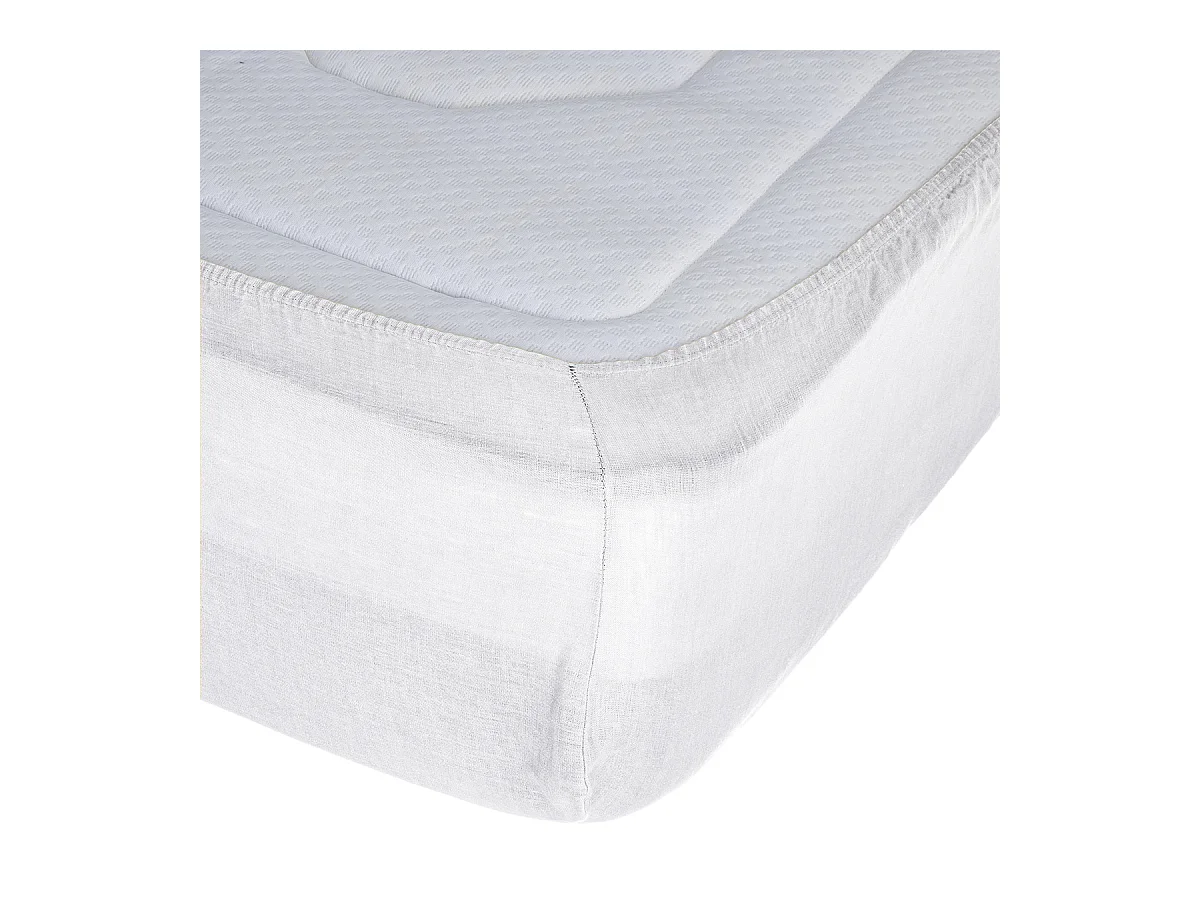 Drap Housse en Lin "Adorable" 140x190cm Blanc