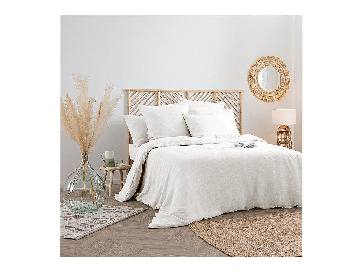 Drap Housse en Lin "Adorable" 140x190cm Blanc