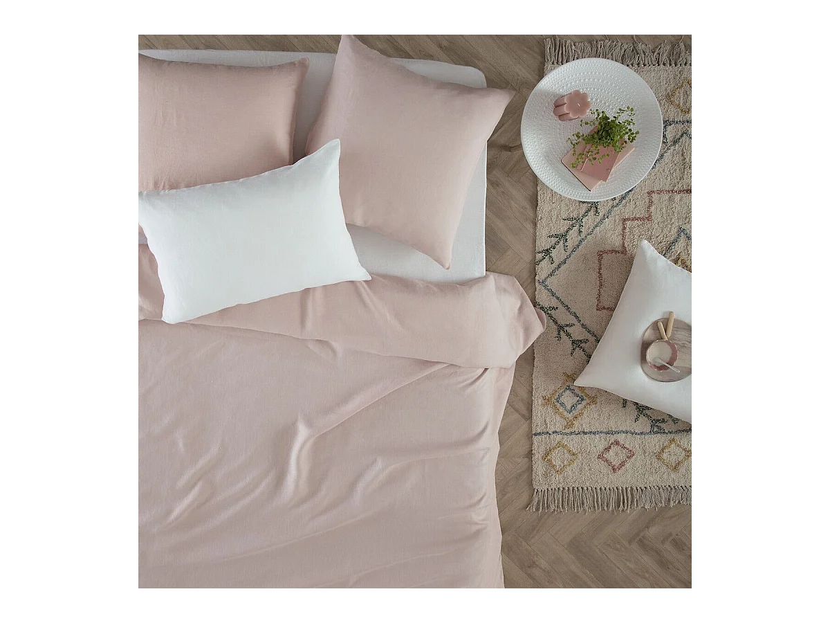 Drap Housse en Lin "Adorable" 140x190cm Blanc