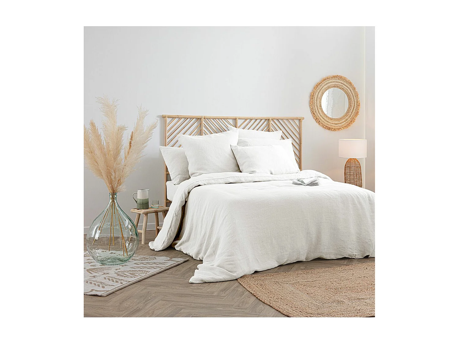 Drap Housse en Lin "Adorable" 140x190cm Blanc