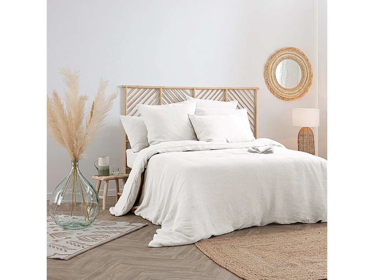 Drap Housse en Lin "Adorable" 140x190cm Blanc