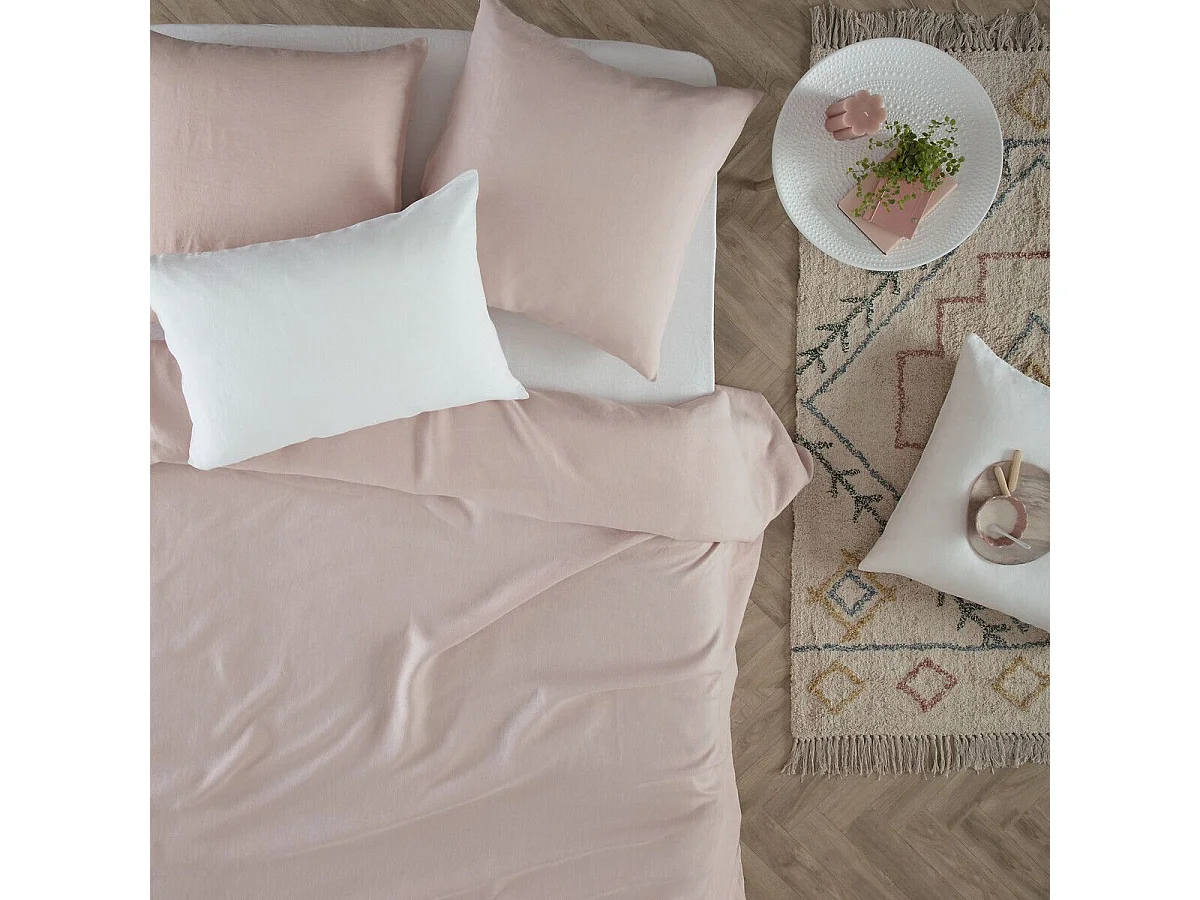 Drap Housse en Lin "Adorable" 140x190cm Blanc