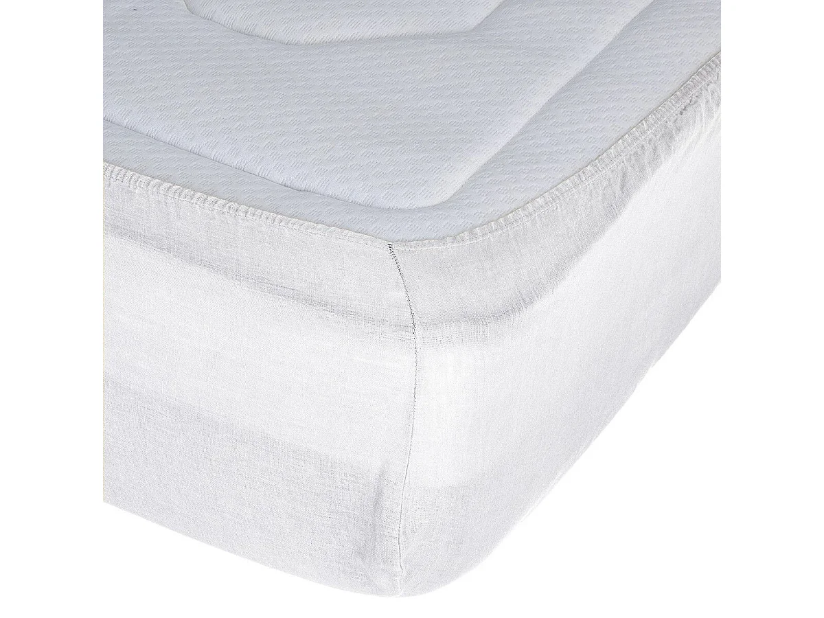 Drap Housse en Lin "Adorable" 140x190cm Blanc