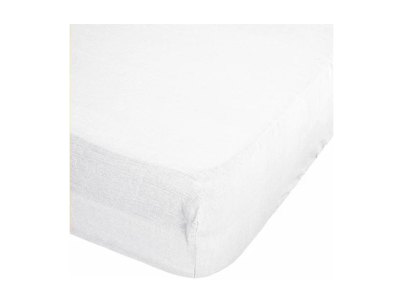 Drap Housse en Lin "Adorable" 140x190cm Blanc