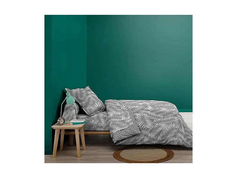 Drap Housse en Coton "Botania" 140x190cm Gris