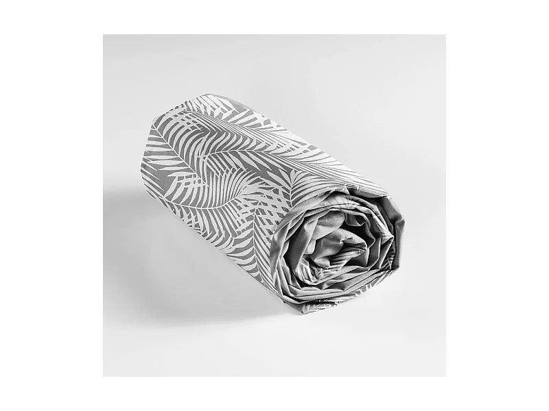 Drap Housse en Coton "Botania" 140x190cm Gris