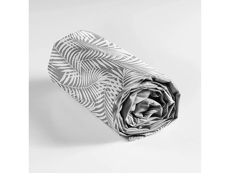 Drap Housse en Coton "Botania" 140x190cm Gris
