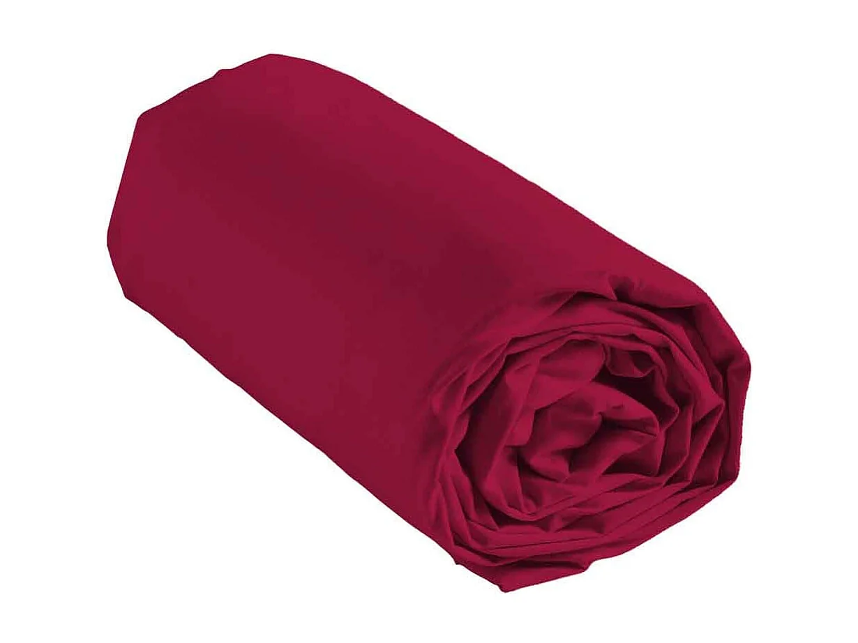 Drap Housse en Coton "Biolina" 160x200cm Bordeaux
