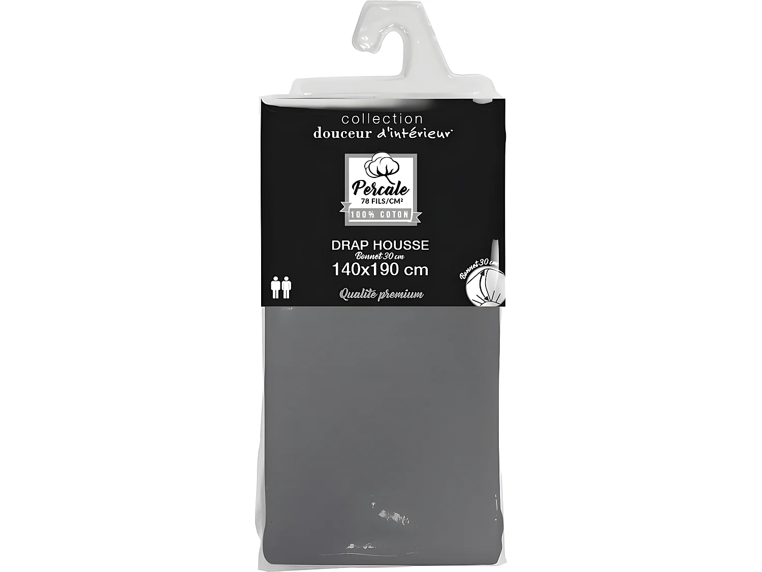 Drap Housse "Percaline" 140x190cm Anthracite