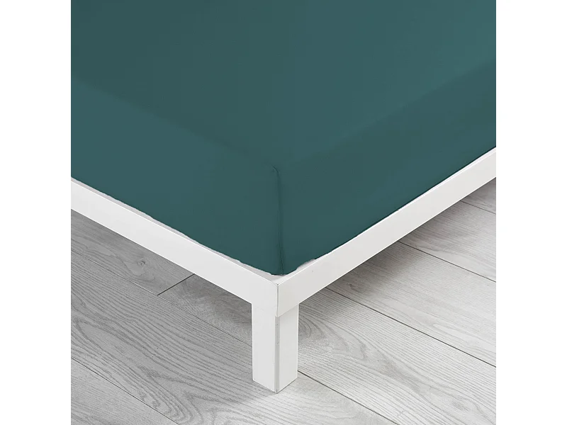 Drap Housse en Coton "Linette" 160x200cm Pétrole