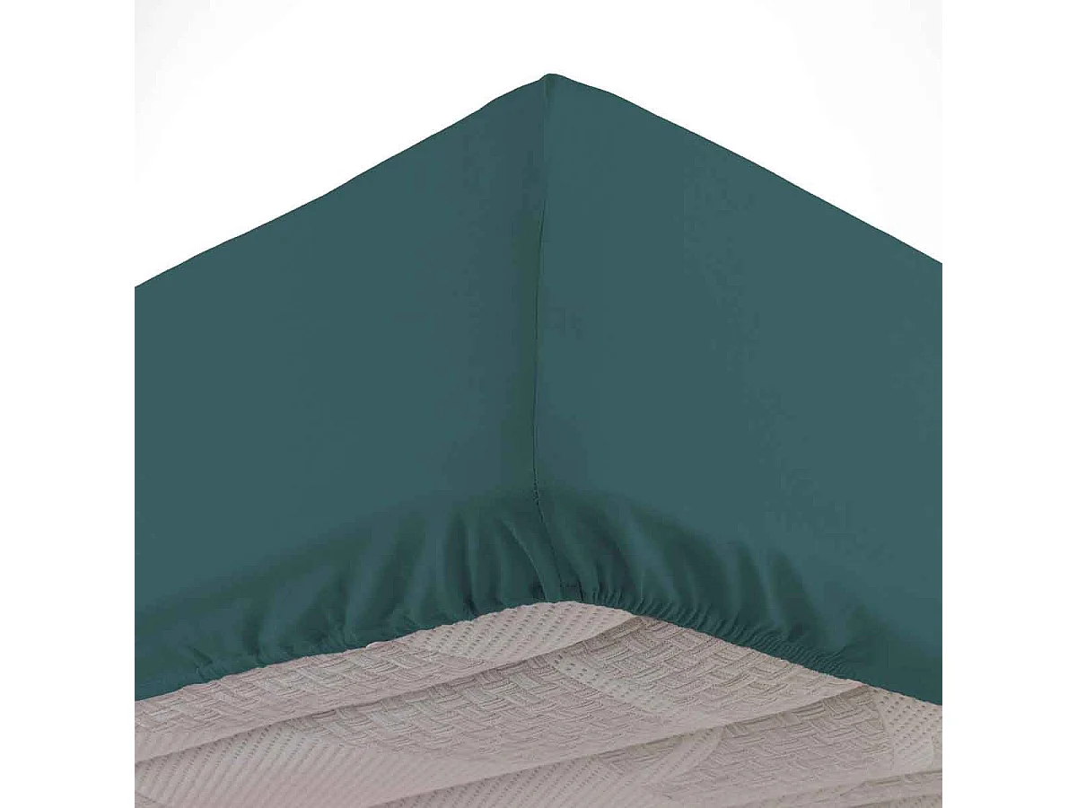 Drap Housse en Coton "Linette" 160x200cm Pétrole