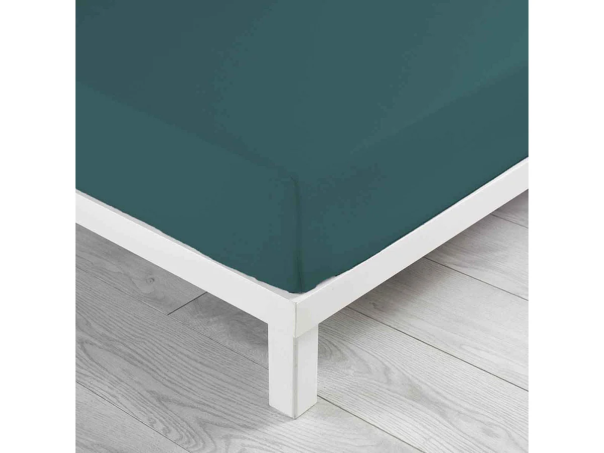 Drap Housse en Coton "Linette" 160x200cm Pétrole