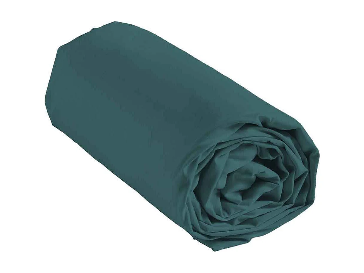 Drap Housse en Coton "Linette" 160x200cm Pétrole