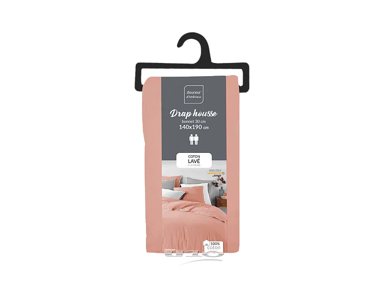 Drap Housse en Coton "Linette" 140x190cm Rose