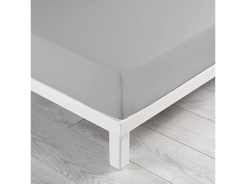Drap Housse en Coton "Linette" 140x190cm Gris