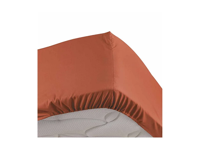 Drap Housse "Percaline" 90x190cm Terracotta