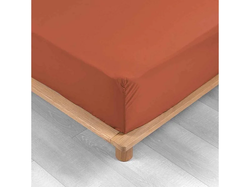 Drap Housse "Percaline" 90x190cm Terracotta