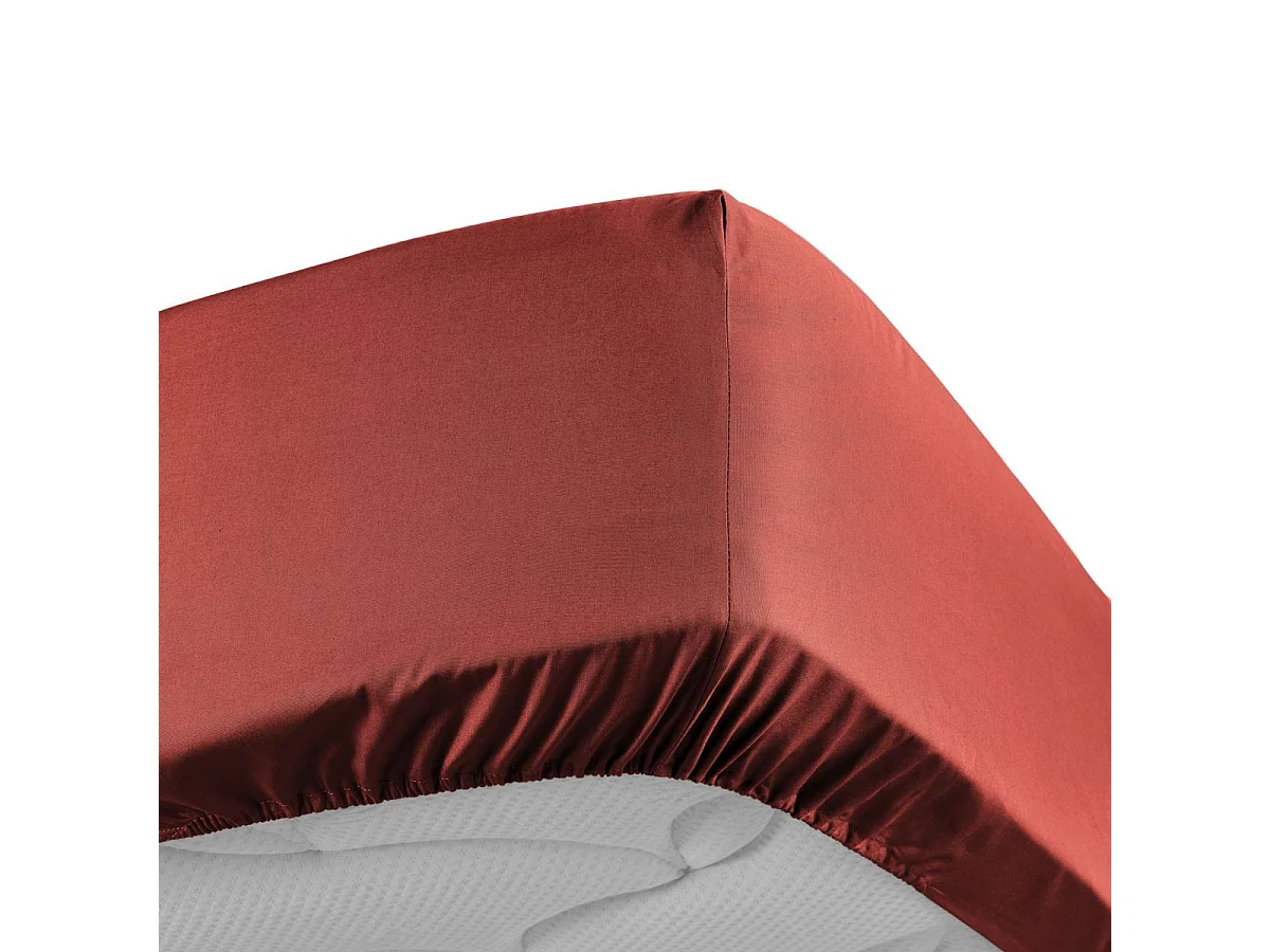 Drap Housse "Percaline" 90x190cm Terracotta