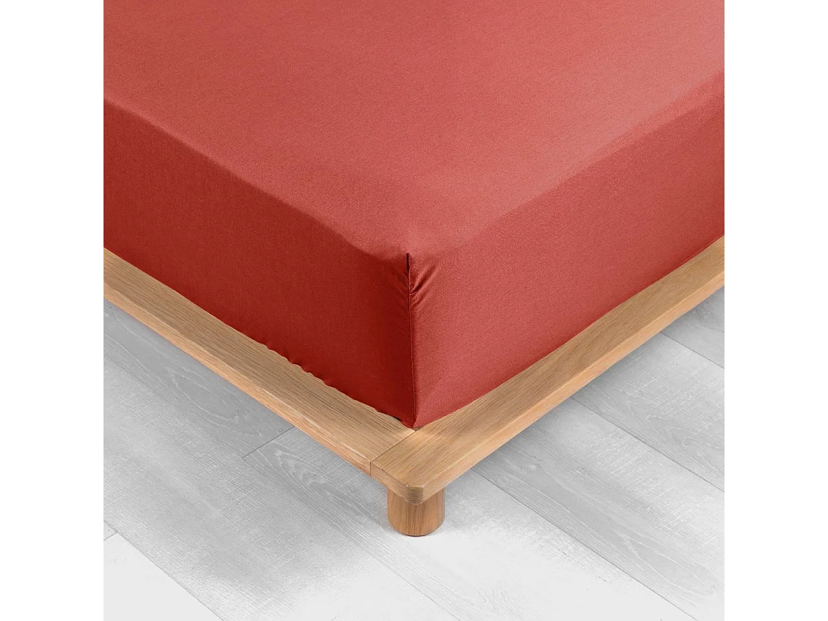 Drap Housse "Percaline" 90x190cm Terracotta