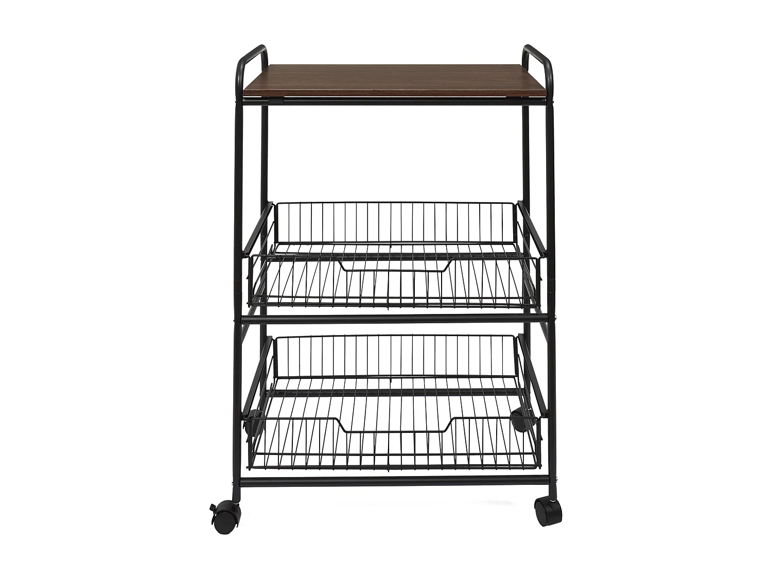 Desserte Avec Roulettes Etagere Et 2 Tiroirs Noir