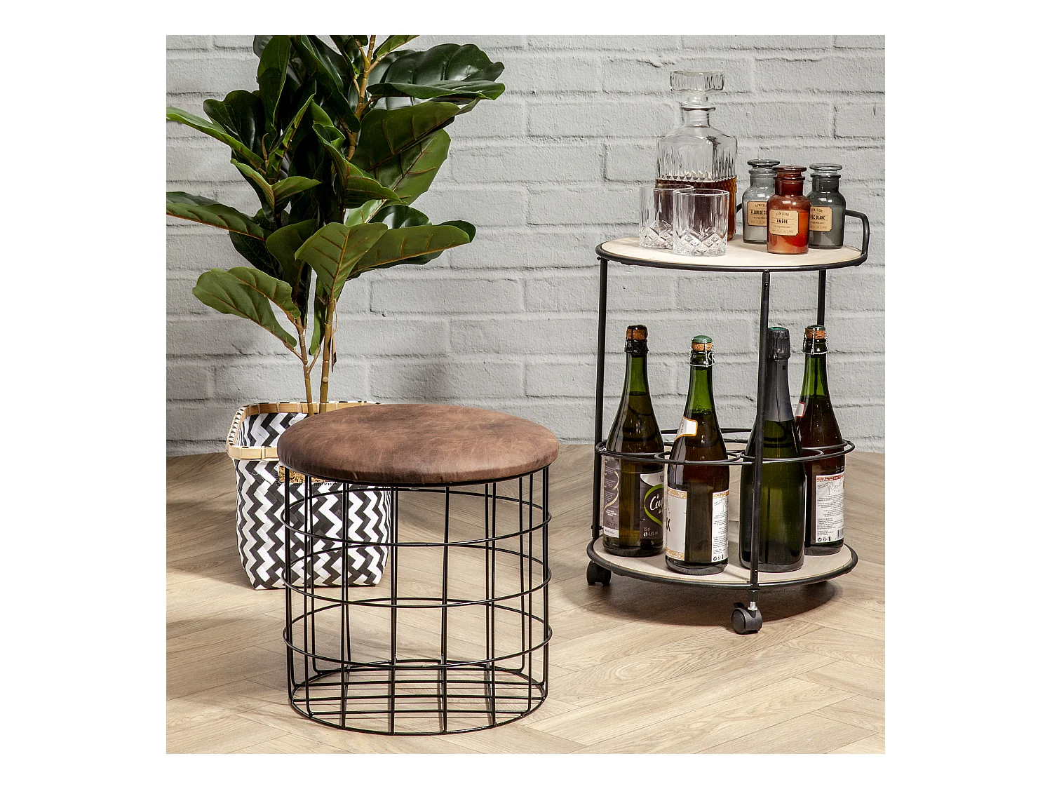 Desserte Porte Bouteille 37x37x60cm