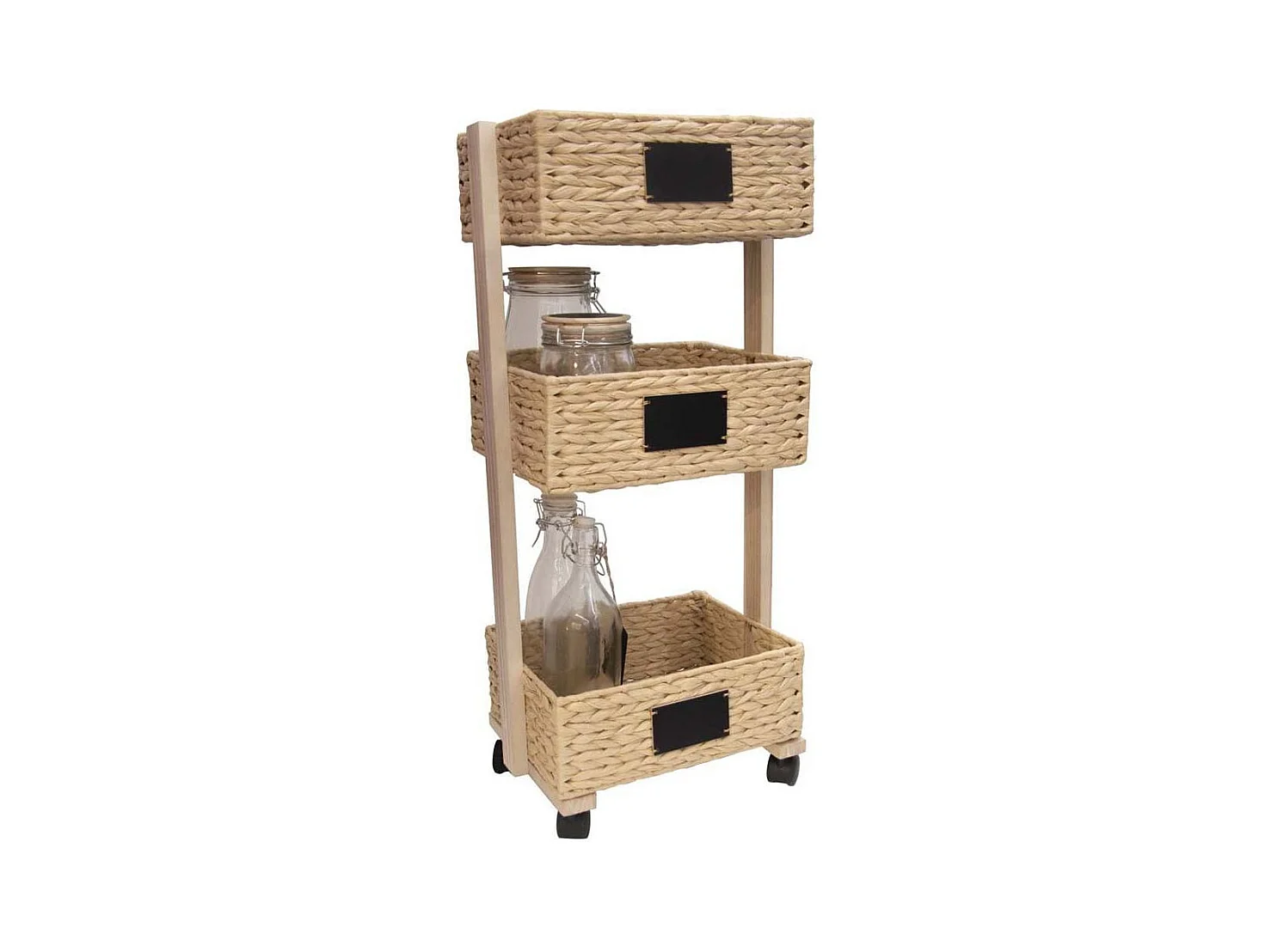 Desserte A Roulettes 3 Paniers Tresses Beige