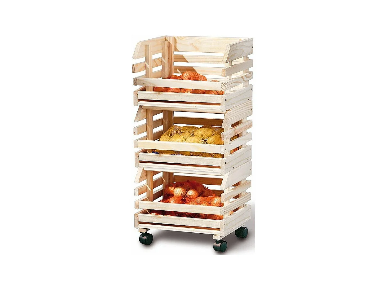 Desserte de Cuisine 3 Étages "Fruits" 80cm Naturel