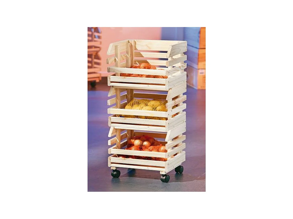 Desserte de Cuisine 3 Étages "Fruits" 80cm Naturel