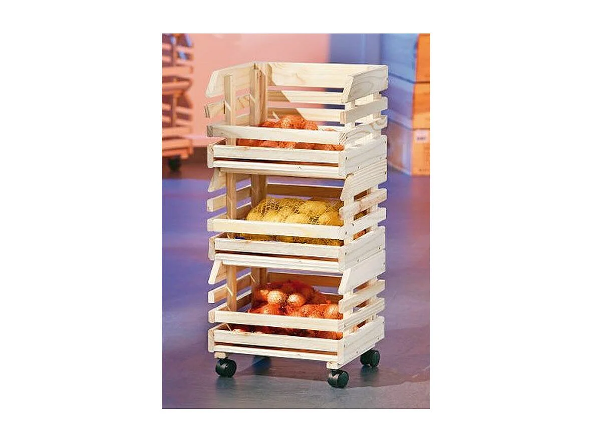 Desserte de Cuisine 3 Étages "Fruits" 80cm Naturel