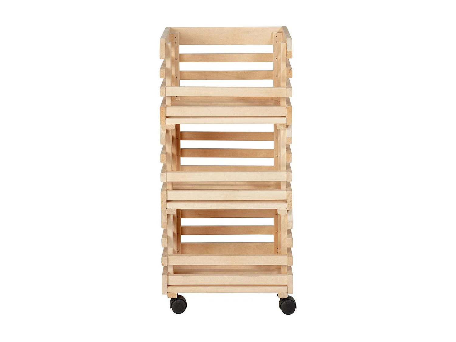 Kleine trolley op wielen, licht massief grenen Fruit