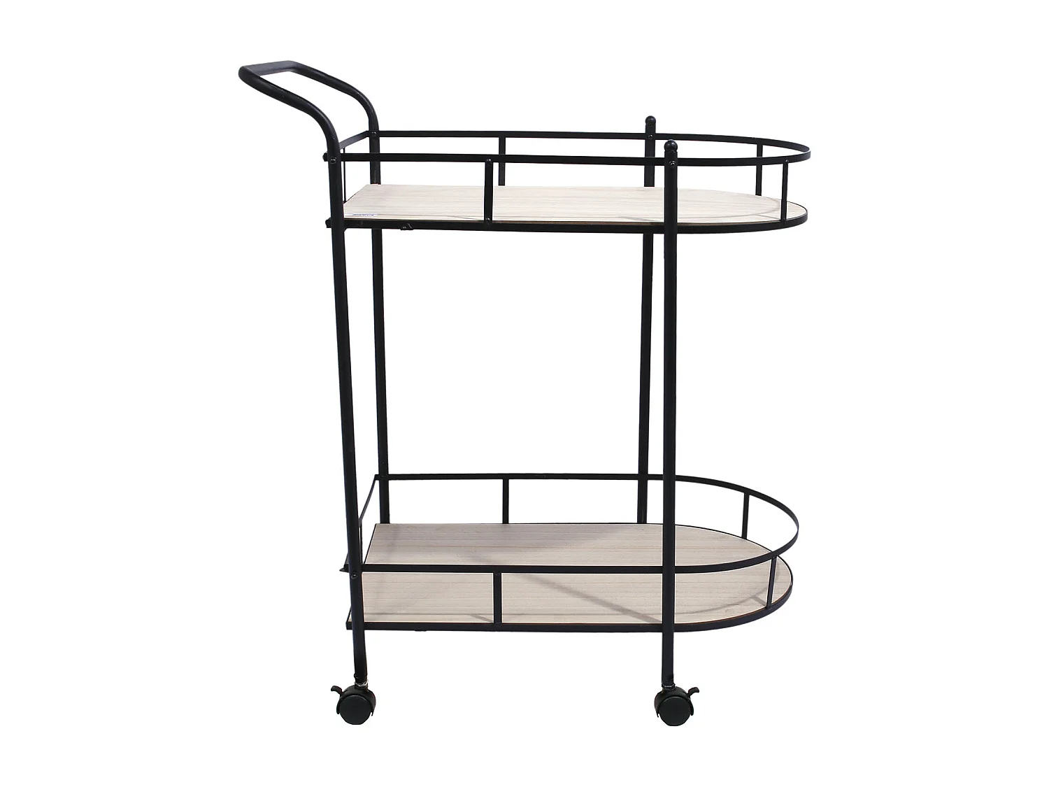 Desserte A Roulettes Bois Et Metal 2 Niveaux Beige, Noir