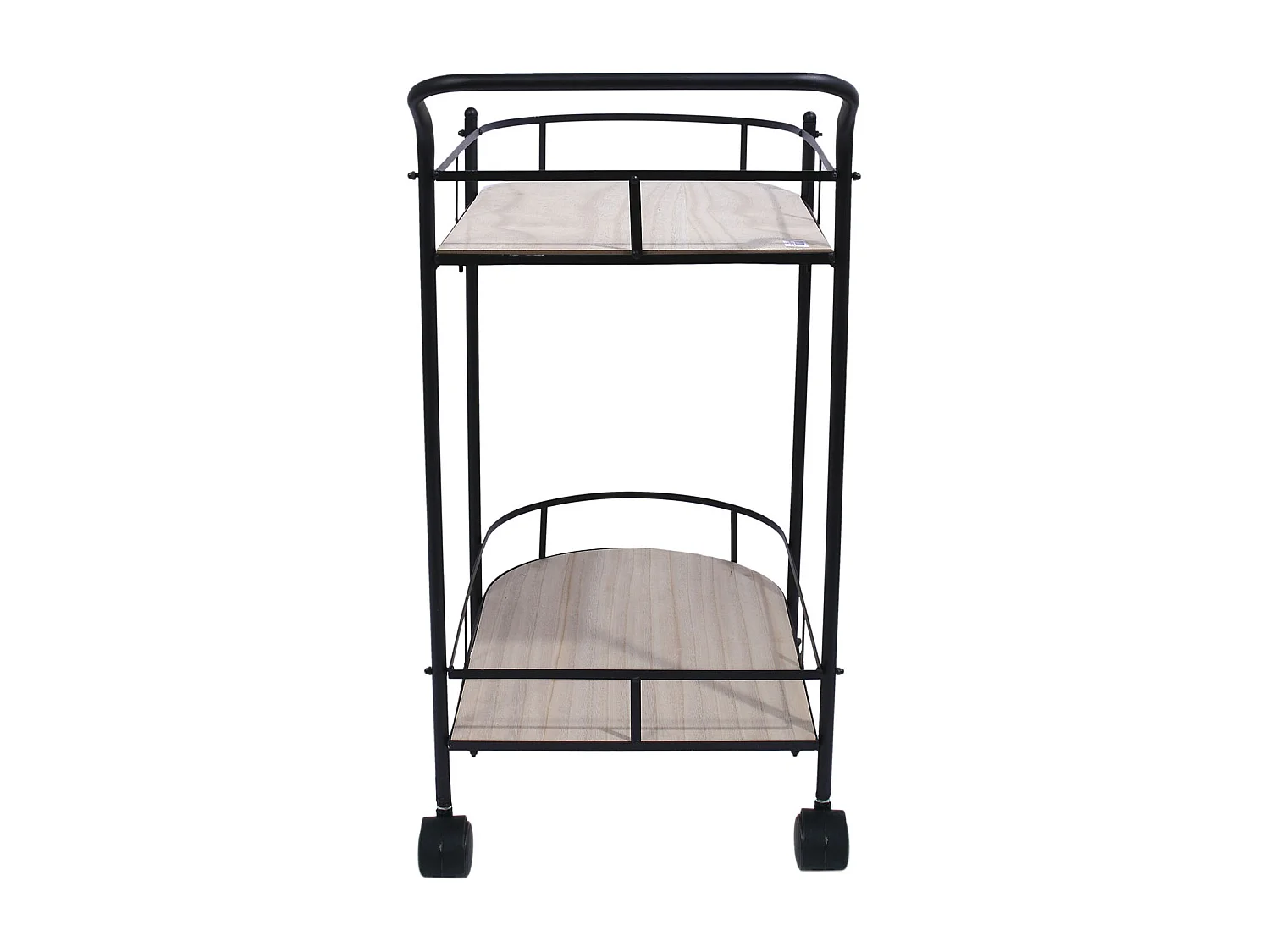 Desserte A Roulettes Bois Et Metal 2 Niveaux Beige, Noir