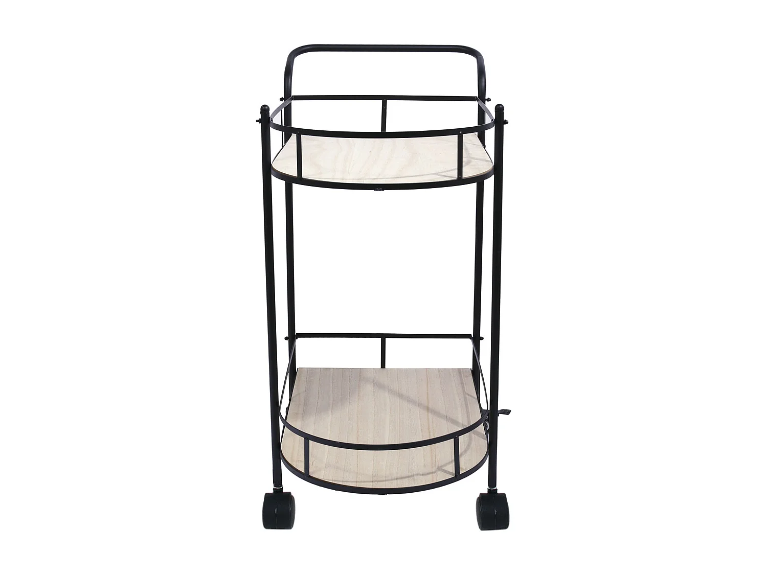 Desserte A Roulettes Bois Et Metal 2 Niveaux Beige, Noir