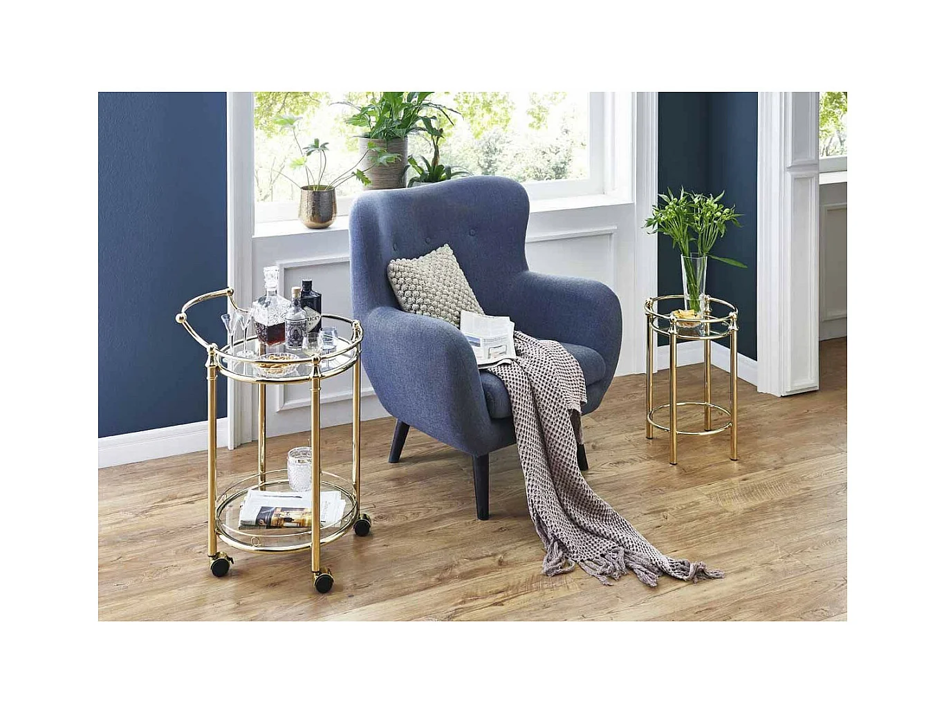 Desserte de Cuisine Design "Laitonné" 79cm Or