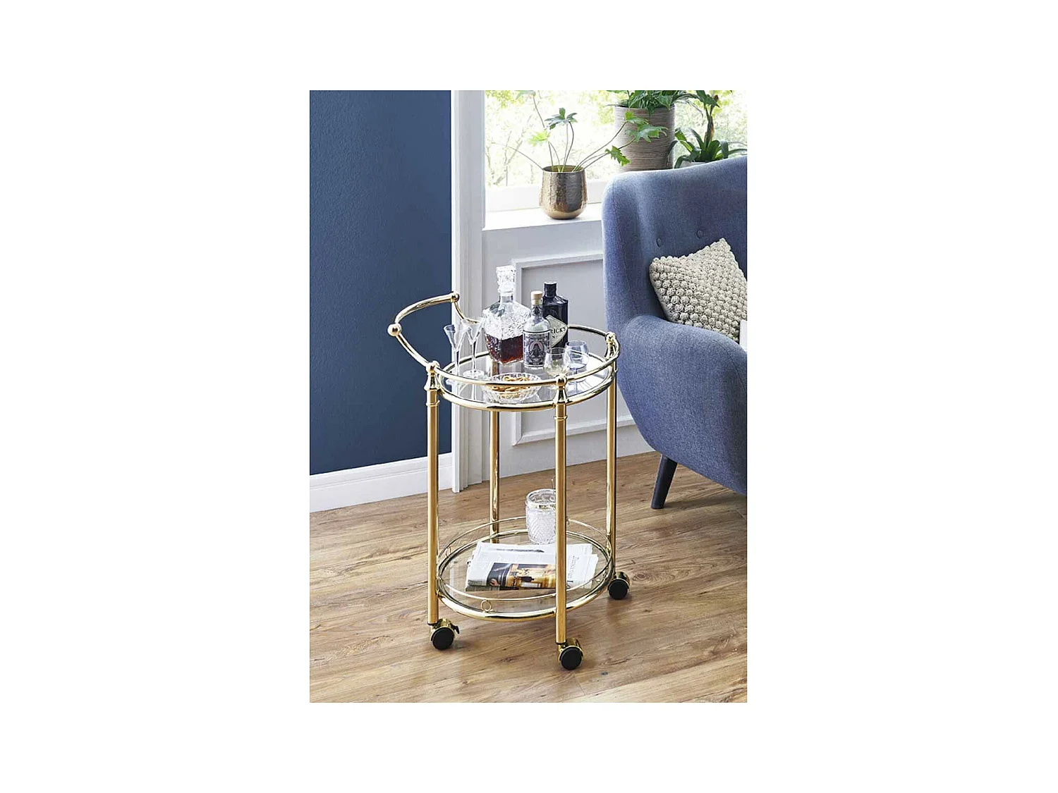 Desserte de Cuisine Design "Laitonné" 79cm Or