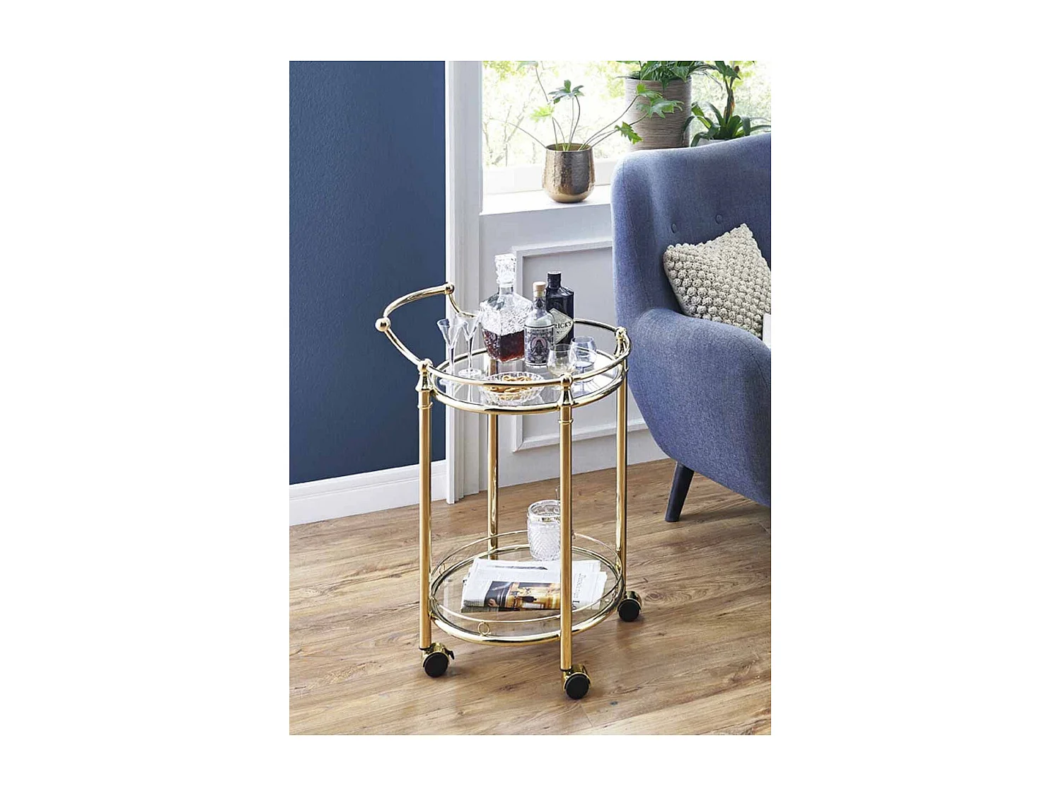 Desserte de Cuisine Design "Laitonné" 79cm Or