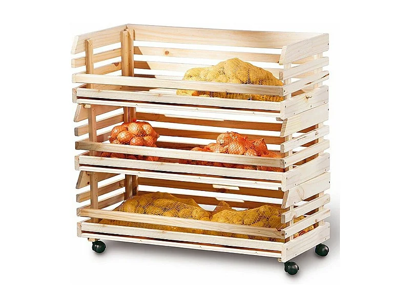 Desserte 3 Cageots en Bois "Vegetable" 79cm Naturel