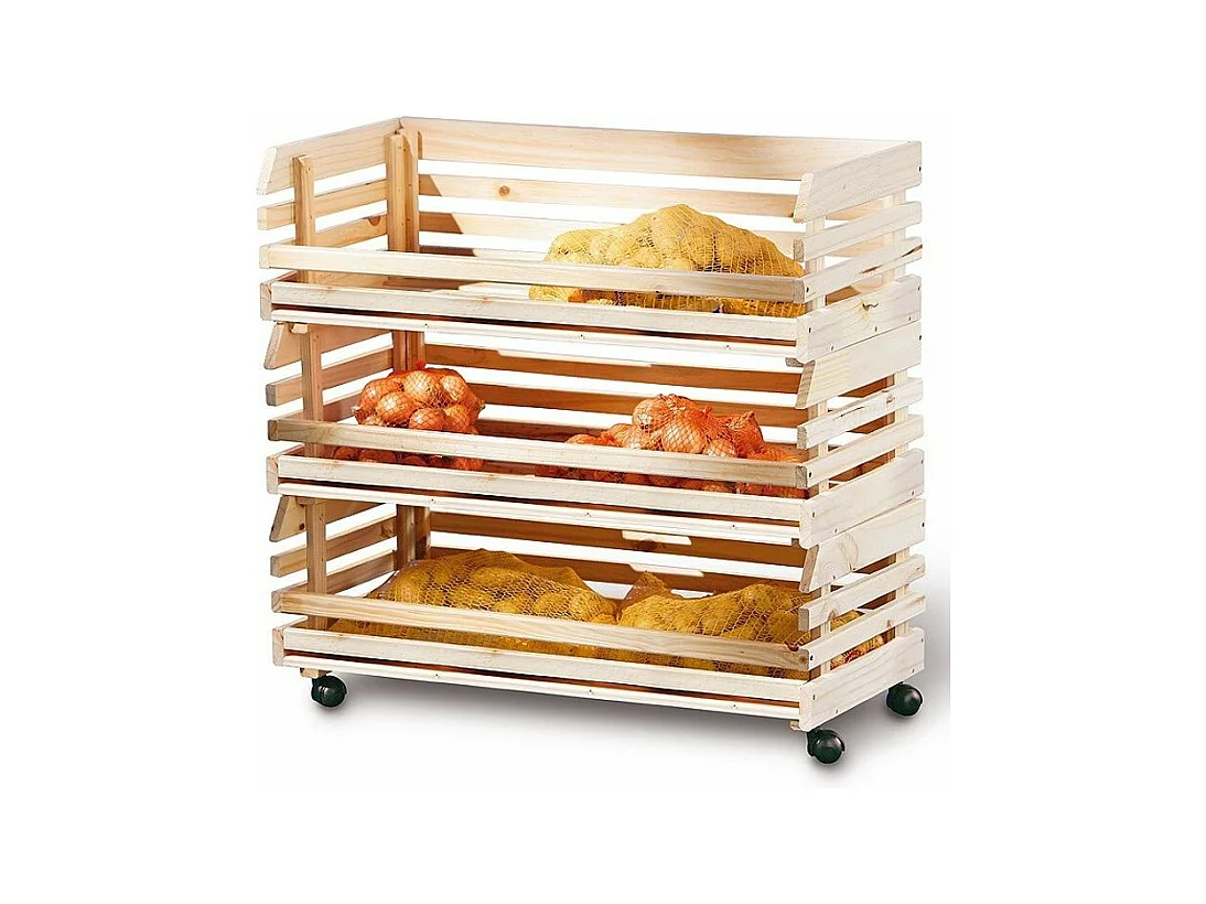 Desserte 3 Cageots en Bois "Vegetable" 79cm Naturel