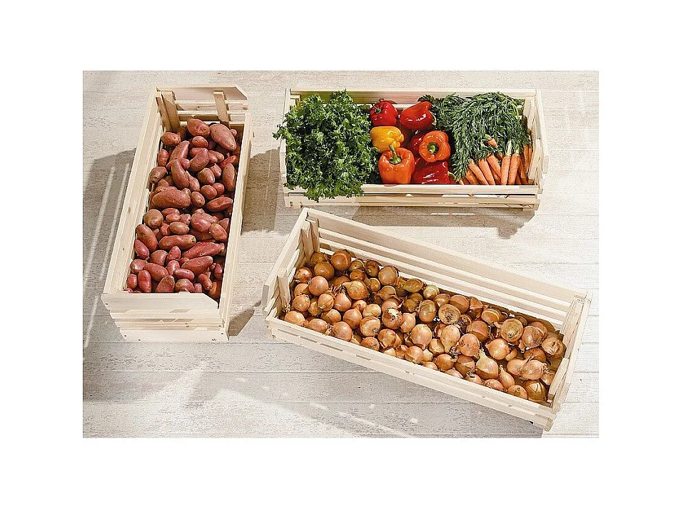 Desserte 3 Cageots en Bois "Vegetable" 79cm Naturel