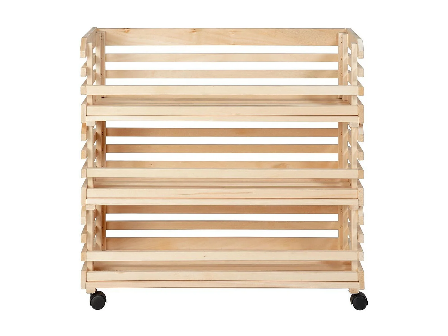 Grote lichte massief grenen trolley op wielen Fruit