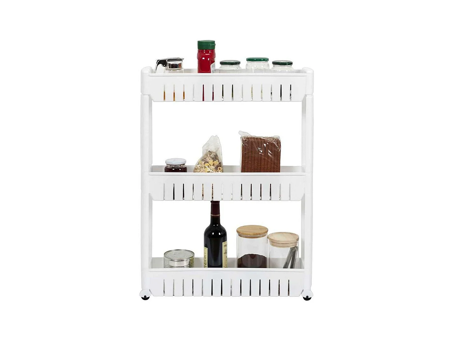 Etagere A Roulettes 3 Niveaux Blanc